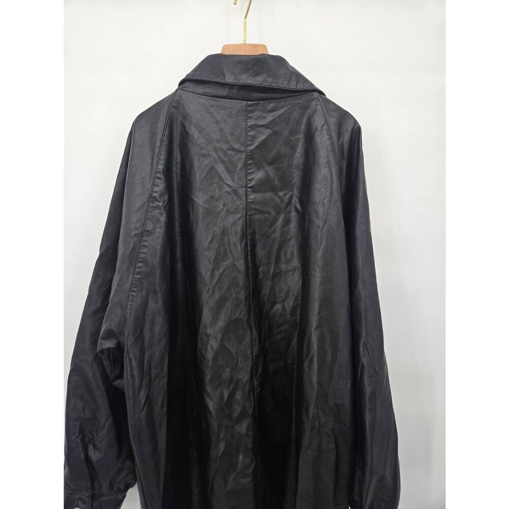 Urban Outfitters Nadia Faux Leather Car Coat Size Medium Black Oversized - Picture 8 of 10
